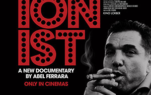 Official poster of documentary Greek and English film `The Projectionist` by Abel Ferrara